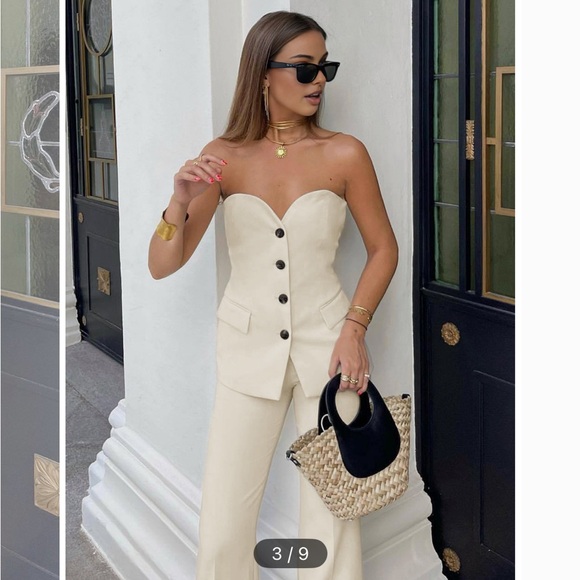 Commense Cream Straight Leg Pants Versatile High-Waisted Design - Picture 2 of 4